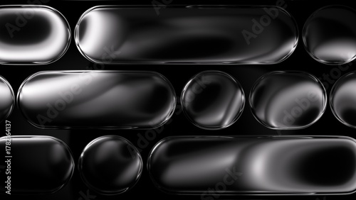Wallpaper Mural Bold black glossy bubble pattern with smooth rounded shapes and dramatic lighting. 3D render illustration. Torontodigital.ca