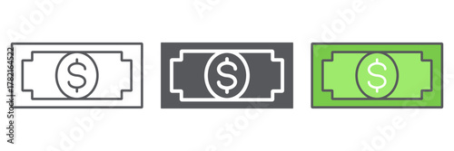 Banknote line icon, finance and money, cash sign, vector graphics, a linear pattern on a white background.