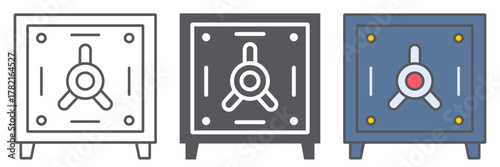 Safe deposit line icon, finance and currency, bank safe sign, vector graphics, a linear pattern on a white background.