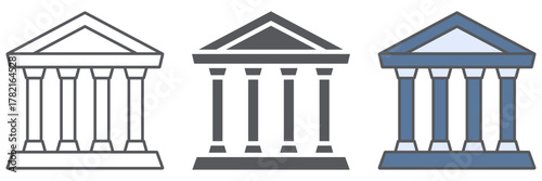 Bank line icon, building and architecture, courthouse sign, vector graphics, a linear pattern on a white background.