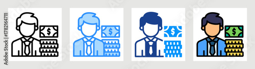 Financial Advisor Icon Collection Set Multiple Style
