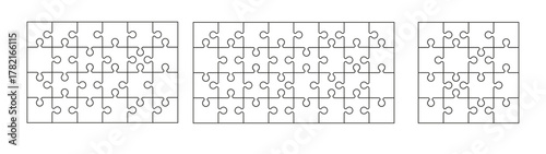 puzzle and pieces game template set jigsaw