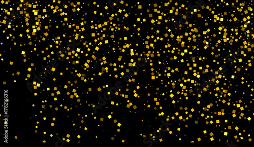 Bright gold Christmas stars glitter in a dark blue vector light pattern