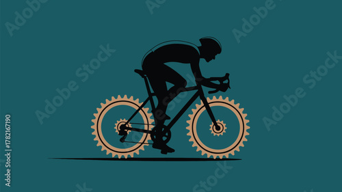 Dynamic cycling silhouette conveys speed and fitness on a modern, minimalist design, perfect for health and sports-related content and advertising