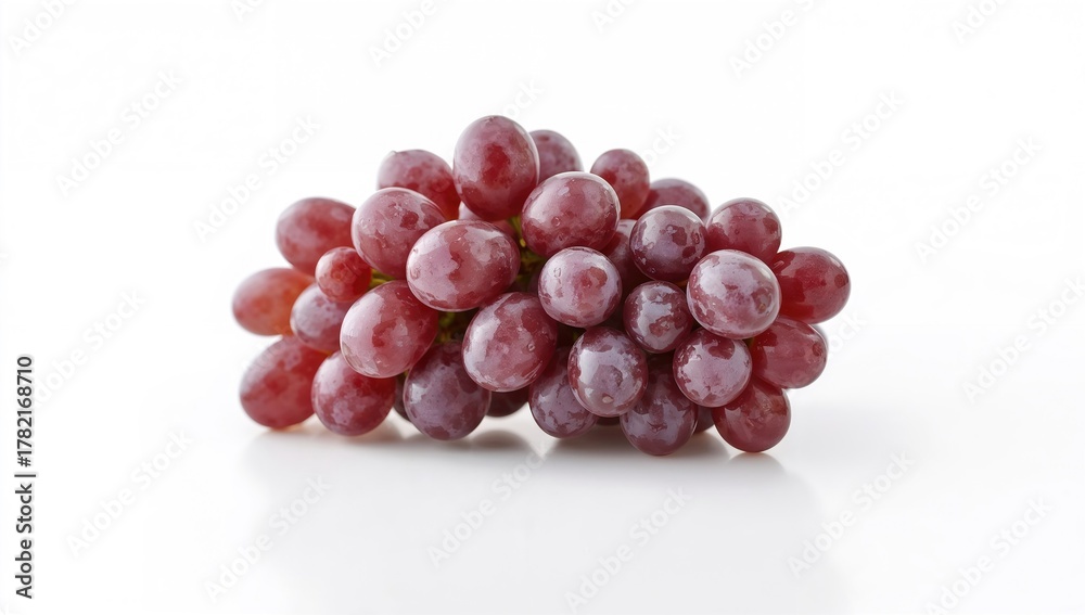 Fototapeta premium A cluster of purple seedless grapes on a white background, fiber-dense choice