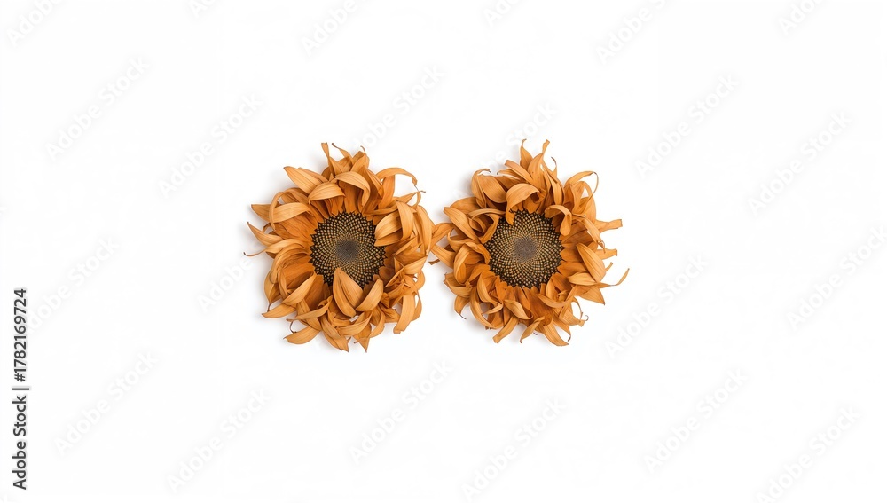 Obraz premium Double open sunflower seeds on a white background, ideal for packaging design
