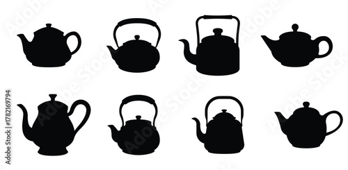  teapot silhouette isolated on white background 