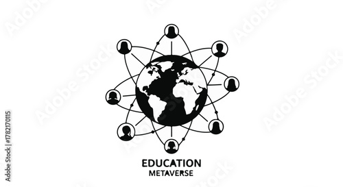 Global network of people connected around a digital earth, representing online education and metaverse learning.