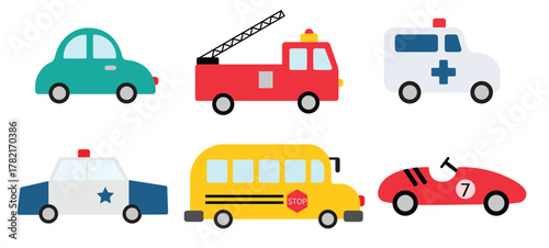  baby city cars set funny transport cartoon vector