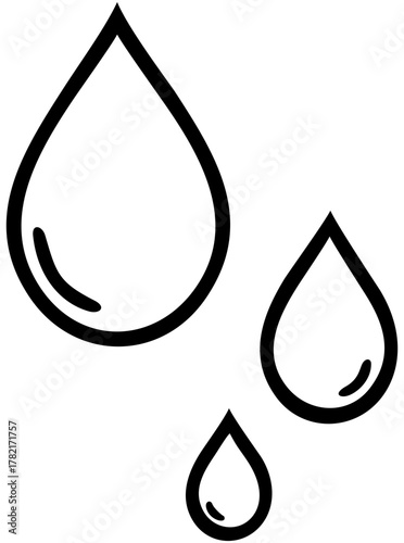 Water Drops Outline Vector Illustration. Editable Color Vector