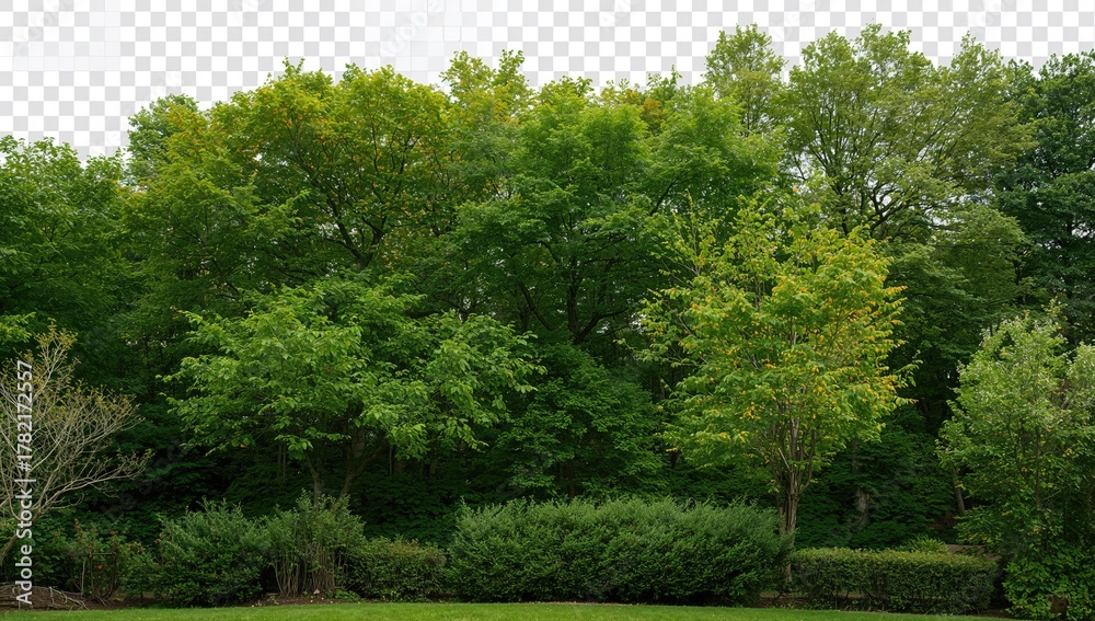 Fototapeta premium Green trees set against a checkered backdrop, ideal for digital layouts and print designs