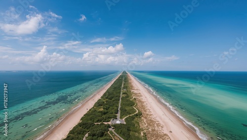 Fototapeta Naklejka Na Ścianę i Meble -  Aerial view of a coastal beach, showcasing natural beauty and seasonal change