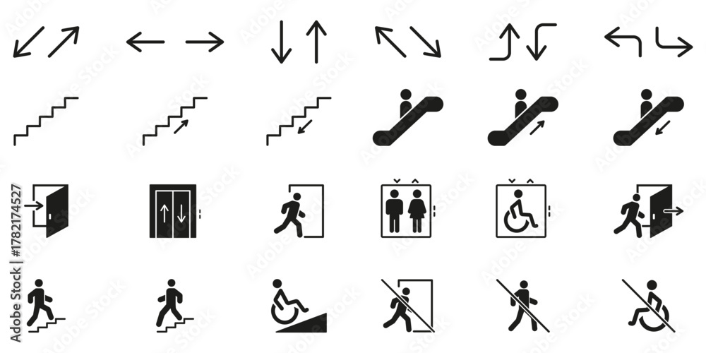 Fotografija Directional And Accessibility Solid Icon Set