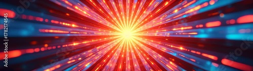 Bright red and blue star burst