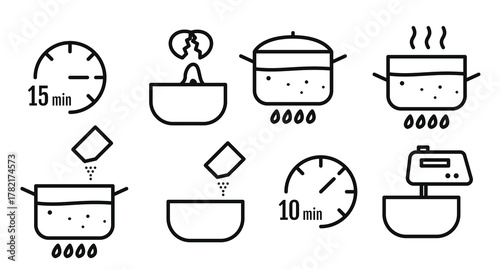 Cooking Instruction Icons vector illustration