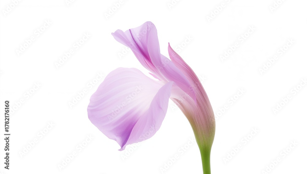 Obraz premium A single pink and purple sweet pea flower, Lathyrus Odoratus, featuring three florets, ideal for floral design,