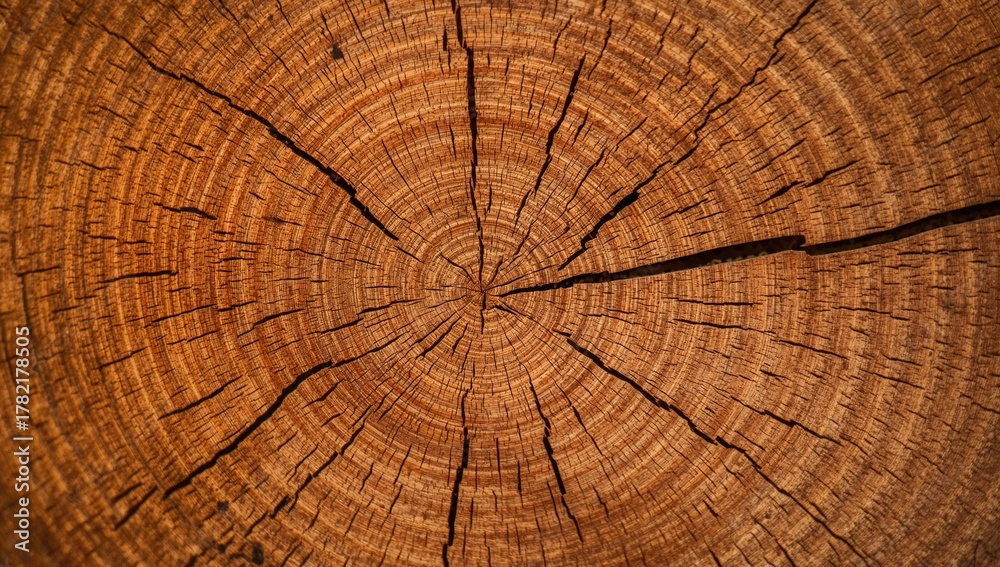 Naklejka premium Close-up view of annual growth rings in cedar wood, showcasing natural patterns for design purposes