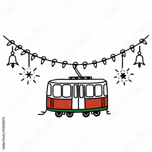 Christmas tram in the city