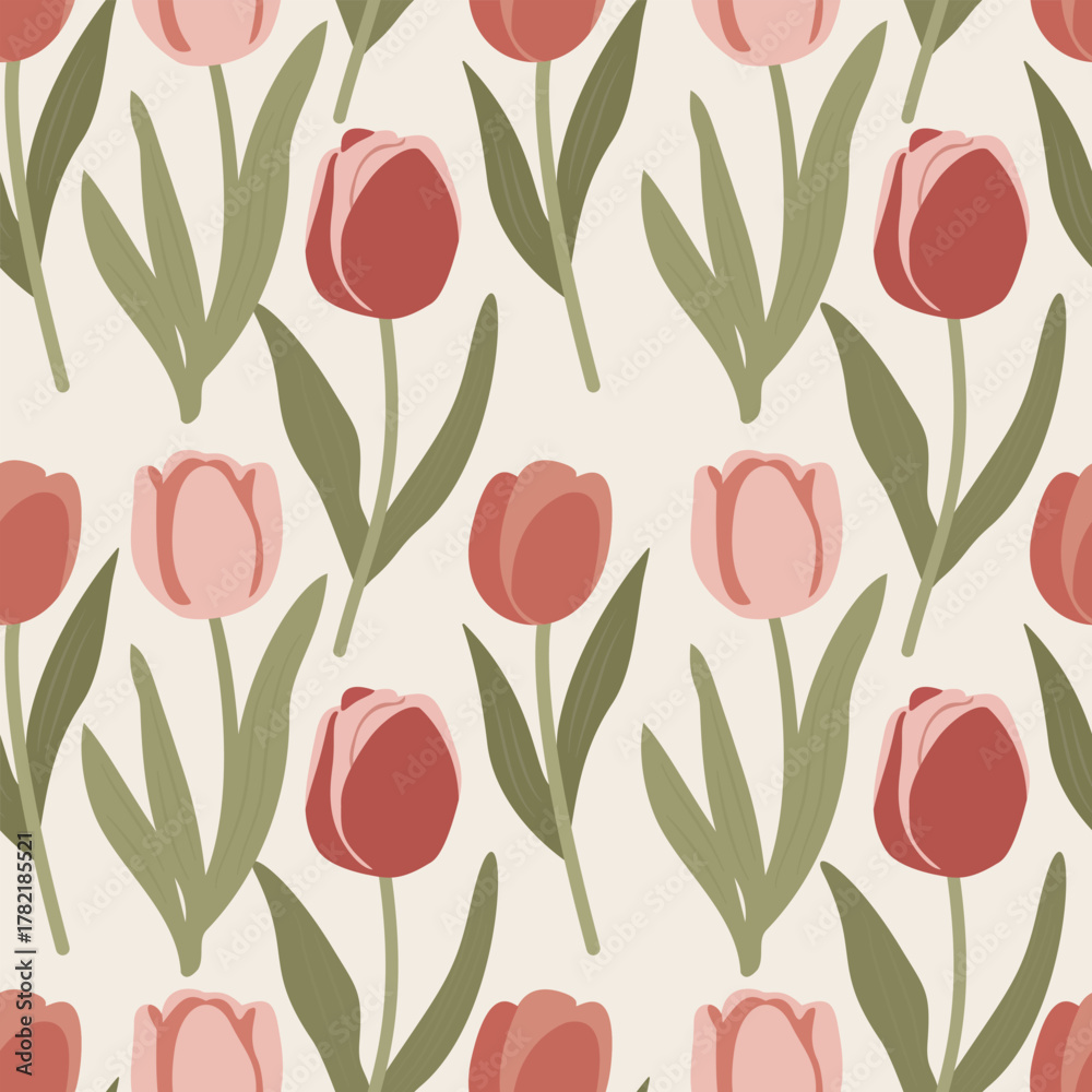 Obraz premium Elegant vintage-style seamless tulip pattern