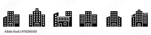 Building Icon Set — Modern Architecture and City Skyline Vector Collection