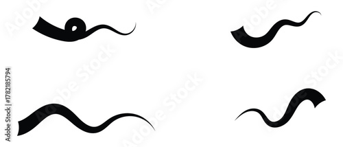 set of swash swoosh tails icon. Abstract and retro Swash Icon.