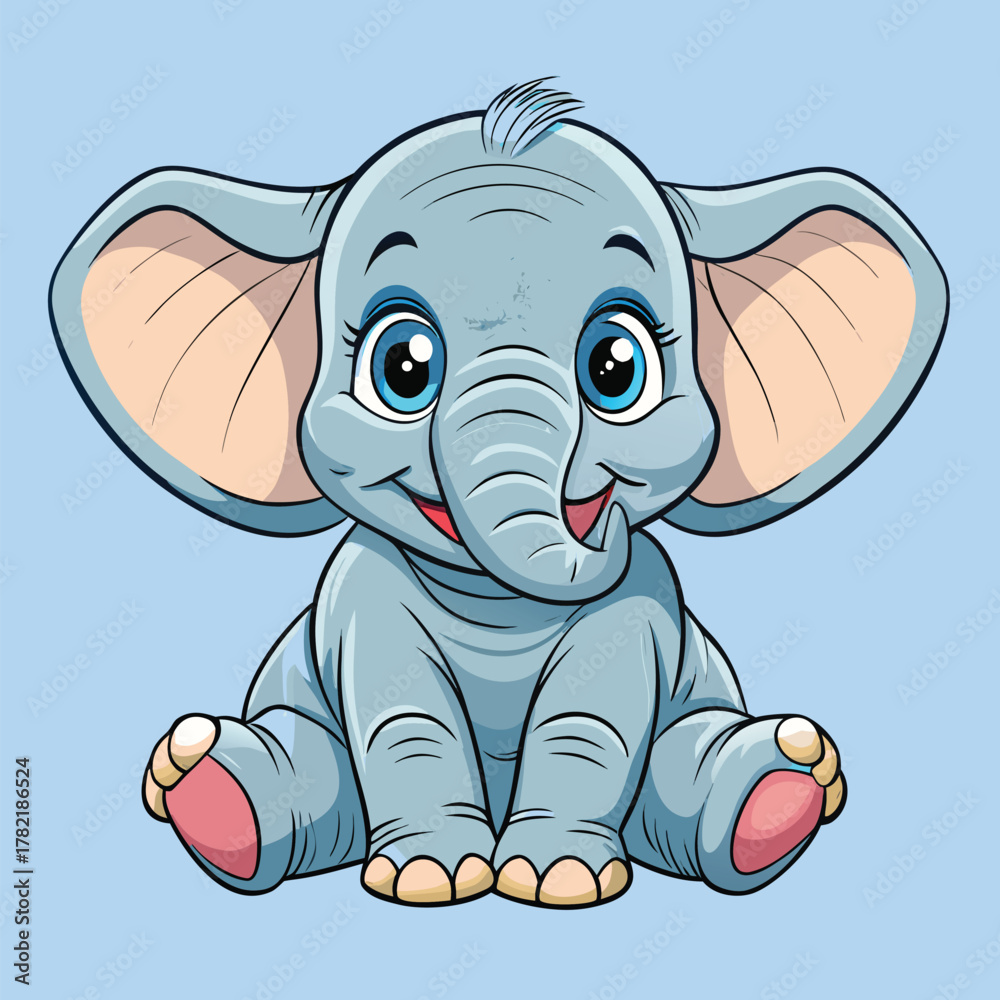 Fototapeta premium The little elephant appears gentle and sweet.