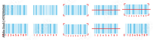 Vector barcode icon set. Digital product code and scanning technology for retail and e-commerce.