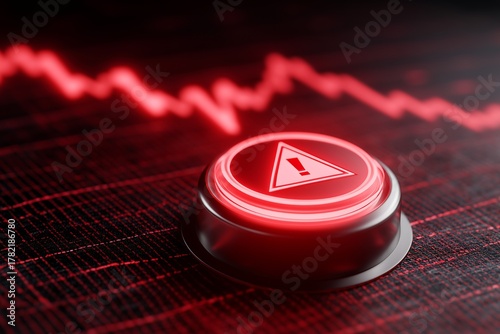 Danger warning button and red stock chart