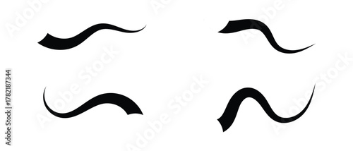 set of swash swoosh tails icon. Abstract and retro Swash Icon.