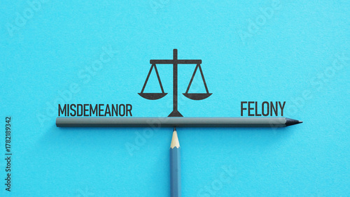 Photos Felony vs misdemeanor are shown using the text as legal concept
