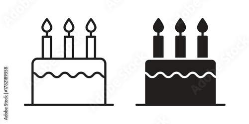 Cake birthday icon designs collection for mobile, ui, web.