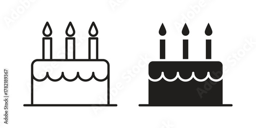 Cake birthday icon designs collection for mobile, ui, web.