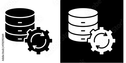 Big Data Processing  Icon Set White Style Collection