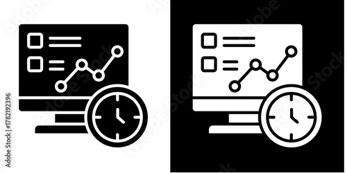 Real Time Data Monitoring  Icon Set White Style Collection