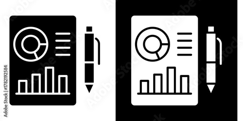Executive Summary Report  Icon Set White Style Collection