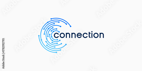 Modern Connection Network Logo Design with Abstract Circular Graphic