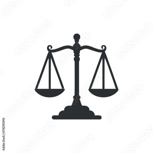Balance of justice silhouette representing impartiality neutrality and fairness in law and legal system with scales as symbol of equality