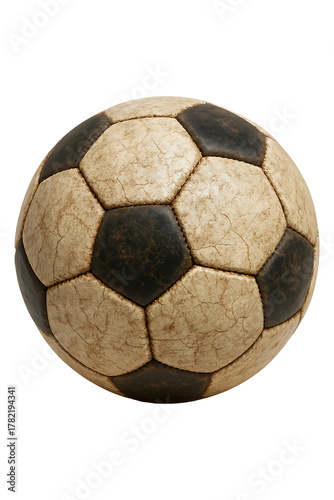 Vintage Leather Soccer Ball Isolated on a Transparent Background