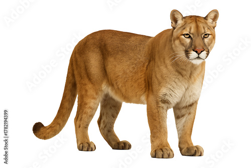 Wild Cougar Standing Isolated on a Transparent Background