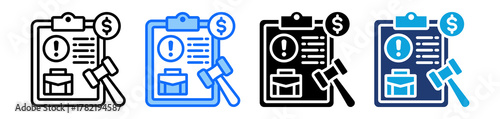 Business Penalty Icon Set Multi Style Vector Illustration