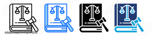 Law Book Icon Set Multi Style Vector Illustration