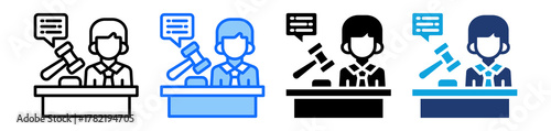 Legal Judgment Icon Set Multi Style Vector Illustration