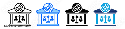 Law Court Icon Set Multi Style Vector Illustration