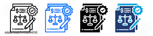 Legal Report Icon Set Multi Style Vector Illustration
