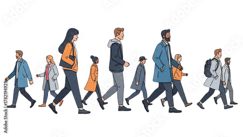 Diverse Group of People Walking Together A Representation of Community and Movement