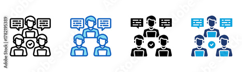 Team Communication Icon Multi Style Vector Illustration
