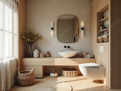 Contemporary Multi-Functional Bathroom with Natural Textures