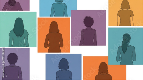 Diverse group of women from different backgrounds in various poses