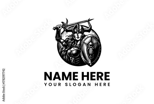 Bold Warrior Icon Unleash Your Inner Strength with this Striking Viking Logo Design
