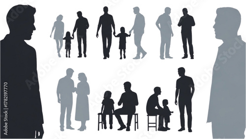 Abstract Silhouettes Representing Different People, Relationships, and Community